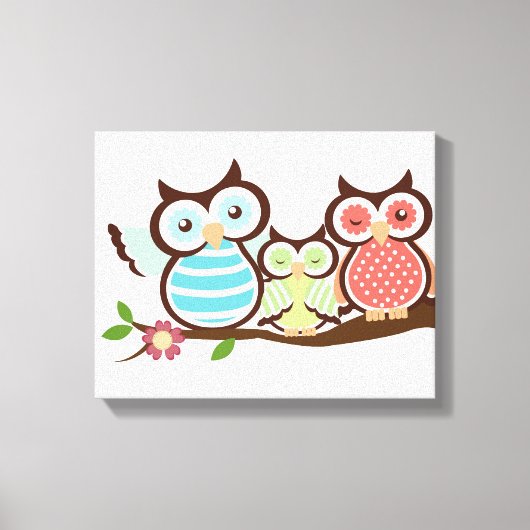Cute Owl Family Canvas Afdruk (Voorkant)