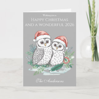 Cute Owl Family Christmas Card – Woodland Owls Kaart