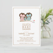 Cute Owl Family Couples Baby shower Invitation Kaart (Staand voorkant)