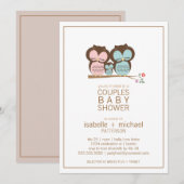 Cute Owl Family Couples Baby shower Invitation Kaart (Voorkant / Achterkant)