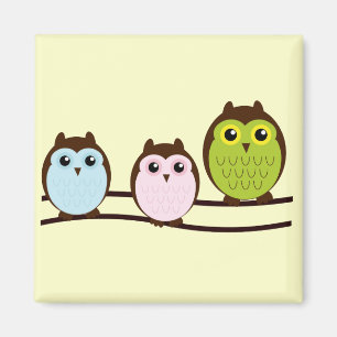 Cute Owl Family koelkast magnet