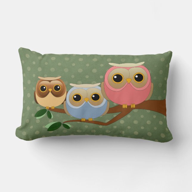 Cute Owl Family Kussen (Voorkant)