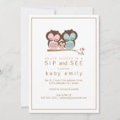 Cute Owl Family Sip en Zie Baby Greet Invitation Kaart (Voorkant)