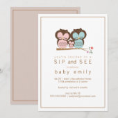 Cute Owl Family Sip en Zie Baby Greet Invitation Kaart (Voorkant / Achterkant)