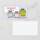 Cute Owl Family Tutor Childcare Babysitter Visitekaartje (Voorkant / Achterkant)