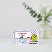 Cute Owl Family Tutor Childcare Babysitter Visitekaartje (Staand voorkant)
