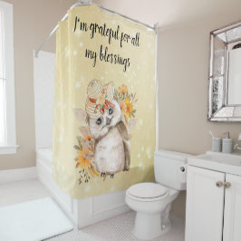 Cute owl Farmhouse romantic wallpaper Douchegordijn