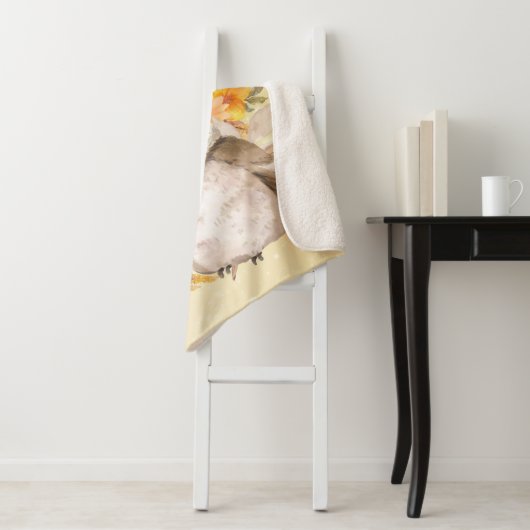 Cute owl Farmhouse romantic wallpaper Sherpa Deken (In situ)