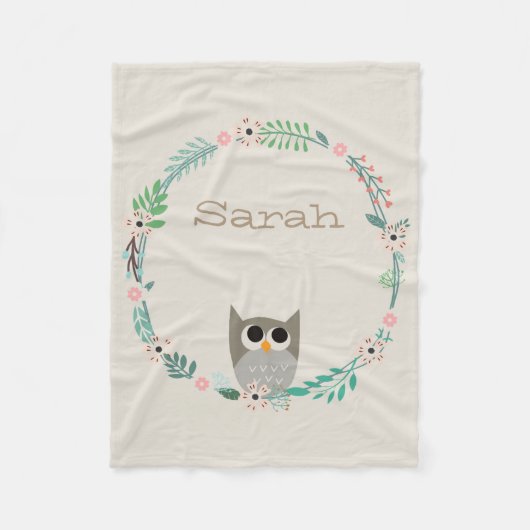 Cute Owl Fleece Blanket Deken (Voorkant)