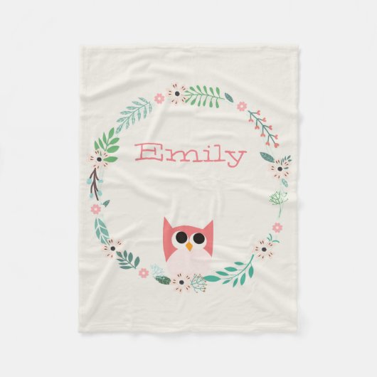 Cute Owl Fleece Blanket Deken (Voorkant)