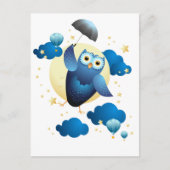 Cute Owl Flying with Umbrella Briefkaart (Voorkant)