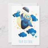Cute Owl Flying with Umbrella Kaart (Voorkant)