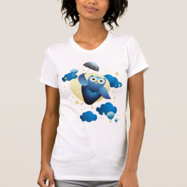 Cute Owl Flying with Umbrella T-shirt