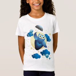 Cute Owl Flying with Umbrella T-shirt