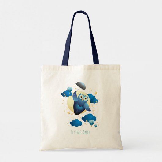 Cute Owl Flying with Umbrella Tote Bag (Achterkant)
