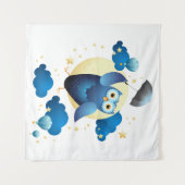 Cute Owl Flying with Umbrella Wandkleed (Voorkant (horizontaal))