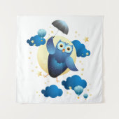 Cute Owl Flying with Umbrella Wandkleed (Voorkant)