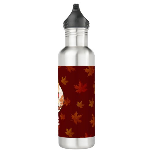 Cute Owl Forest Graphic met maple leafs Waterfles (Rechts)