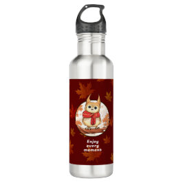 Cute Owl Forest Graphic met maple leafs Waterfles