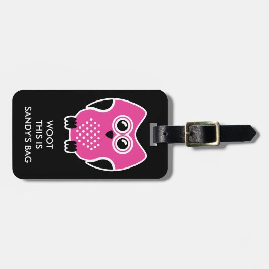 Cute Owl Funny Bagagelabel (Voorkant horizontaal)