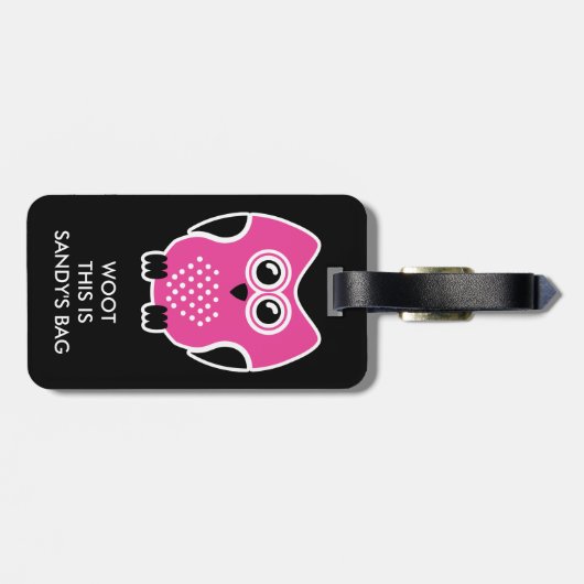 Cute Owl Funny Bagagelabel (Achterkant horizontaal)