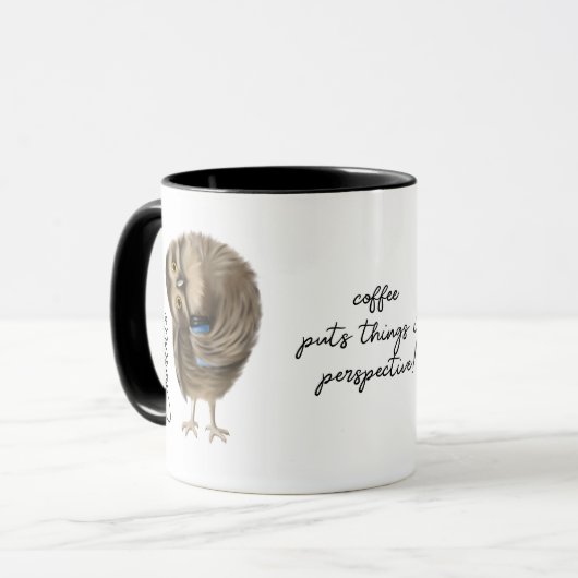 Cute Owl Funny Coffee Script Persoonlijke naam Mok (Voorkant links)