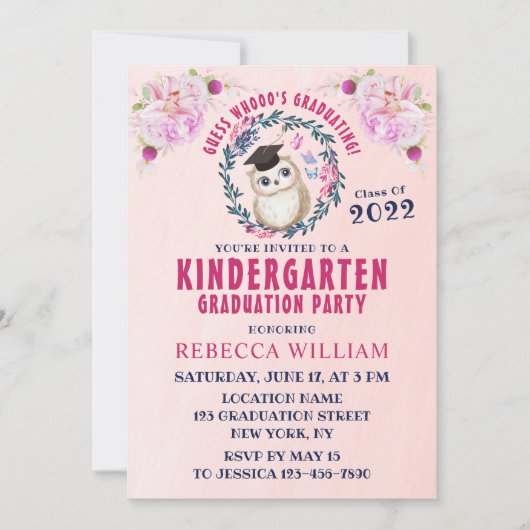 Cute Owl Funny Kindergarten Afstuderen Kaart (Voorkant)