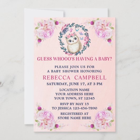 Cute Owl Funny Wild Baby shower Kaart (Voorkant)