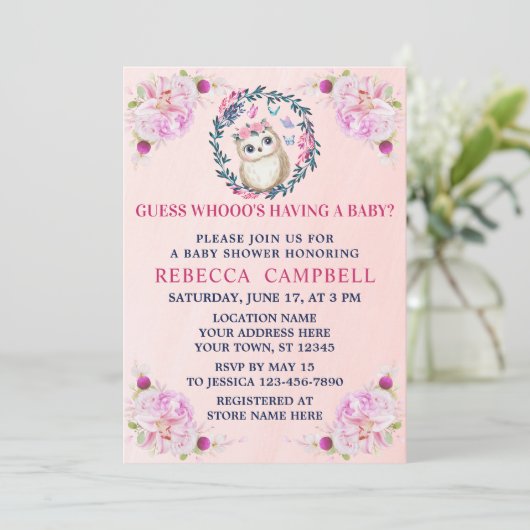 Cute Owl Funny Wild Baby shower Kaart (Staand voorkant)