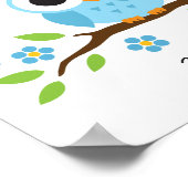 Cute owl-gepersonaliseerde kleutermuurkunst voor j poster (Hoek)