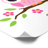 Cute owl gepersonaliseerde kleutermuurkunst voor m poster (Hoek)