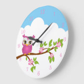Cute Owl Girl on a Branch Wall Clocks Grote Klok (Hoek)