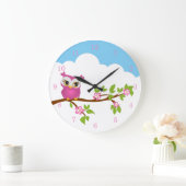 Cute Owl Girl on a Branch Wall Clocks Grote Klok (Huis)