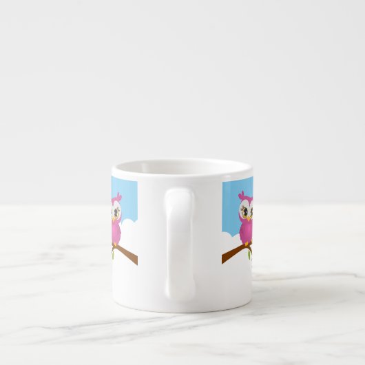 Cute Owl Girl op een Branch Espresso Mok (Achterkant)