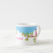 Cute Owl Girl op een Branch Espresso Mok (Voorkant rechts)