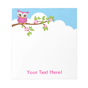 Cute Owl Girl op een Branch-notebook Notitieblok