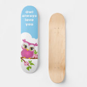 Cute Owl Girl op een Branch Skateboard (Voorkant)