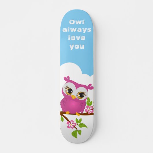 Cute Owl Girl op een Branch Skateboard (Voorkant)