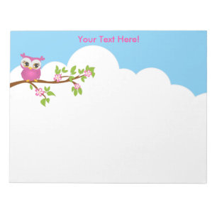 Cute Owl Girl op een Notitieblok van de Tak