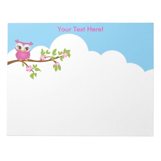 Cute Owl Girl op een Notitieblok van de Tak (Voorkant)