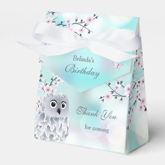 Cute Owl Girls Birthday Bedankt Bedankdoosjes (Voorkant Zijde)