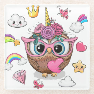 Cute Owl Glazen Onderzetter