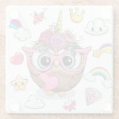Cute Owl Glazen Onderzetter (Achterkant)