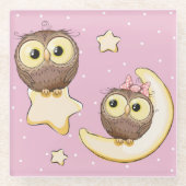 Cute Owl Glazen Onderzetter (Voorkant)