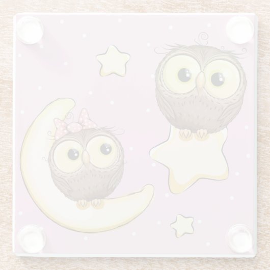 Cute Owl Glazen Onderzetter (Achterkant)
