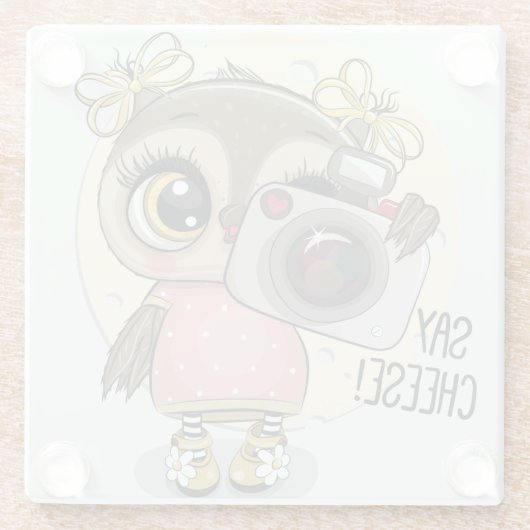 Cute Owl Glazen Onderzetter (Achterkant)