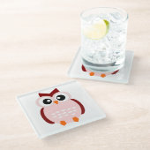 CUTE OWL GLAZEN ONDERZETTER (Schuin)