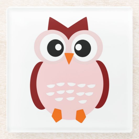 CUTE OWL GLAZEN ONDERZETTER (Voorkant)