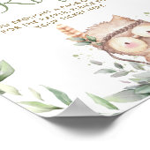 Cute Owl Greenery Baby shower Diaper Raffle Sign Poster (Hoek)