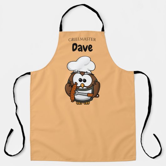 Cute Owl Grillmaster Personalized Schort (Voorkant)